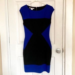 Black and blue dress with back zipper